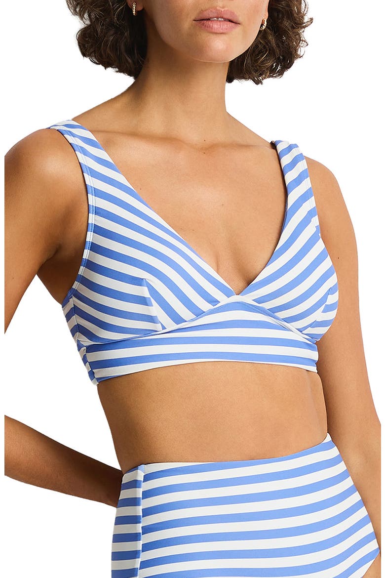 Longline Tie Back Bikini Top, Alternate, color, DENIM BLUE