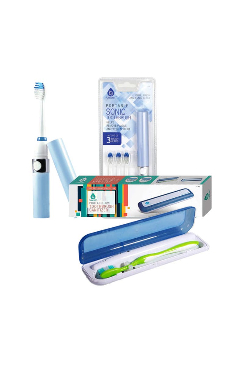 PURSONIC Travel Oral Care Essentials Bundle Portable UV Toothbrush Sanitizer & Portable Sonic Toothbrush, Main, color, Multicolor