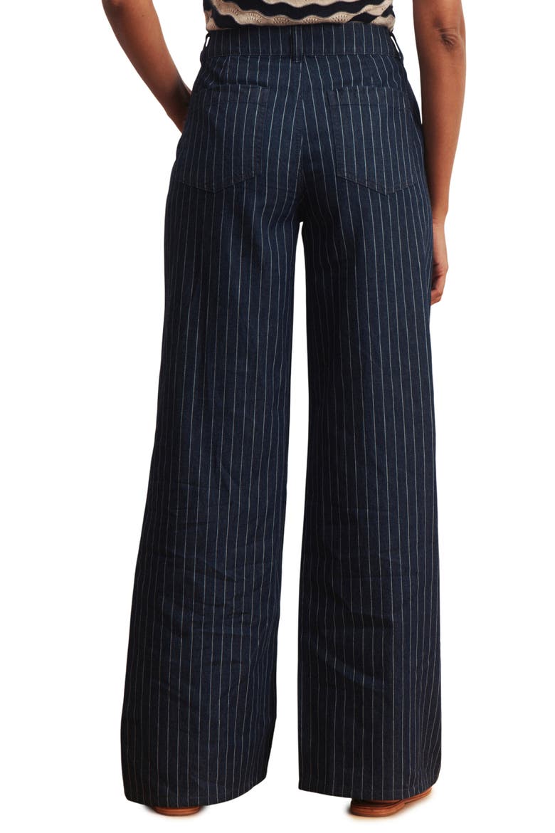 Marine Stripe Wide Leg Denim Pants, Alternate, color, LUNA BLUE STRIPE