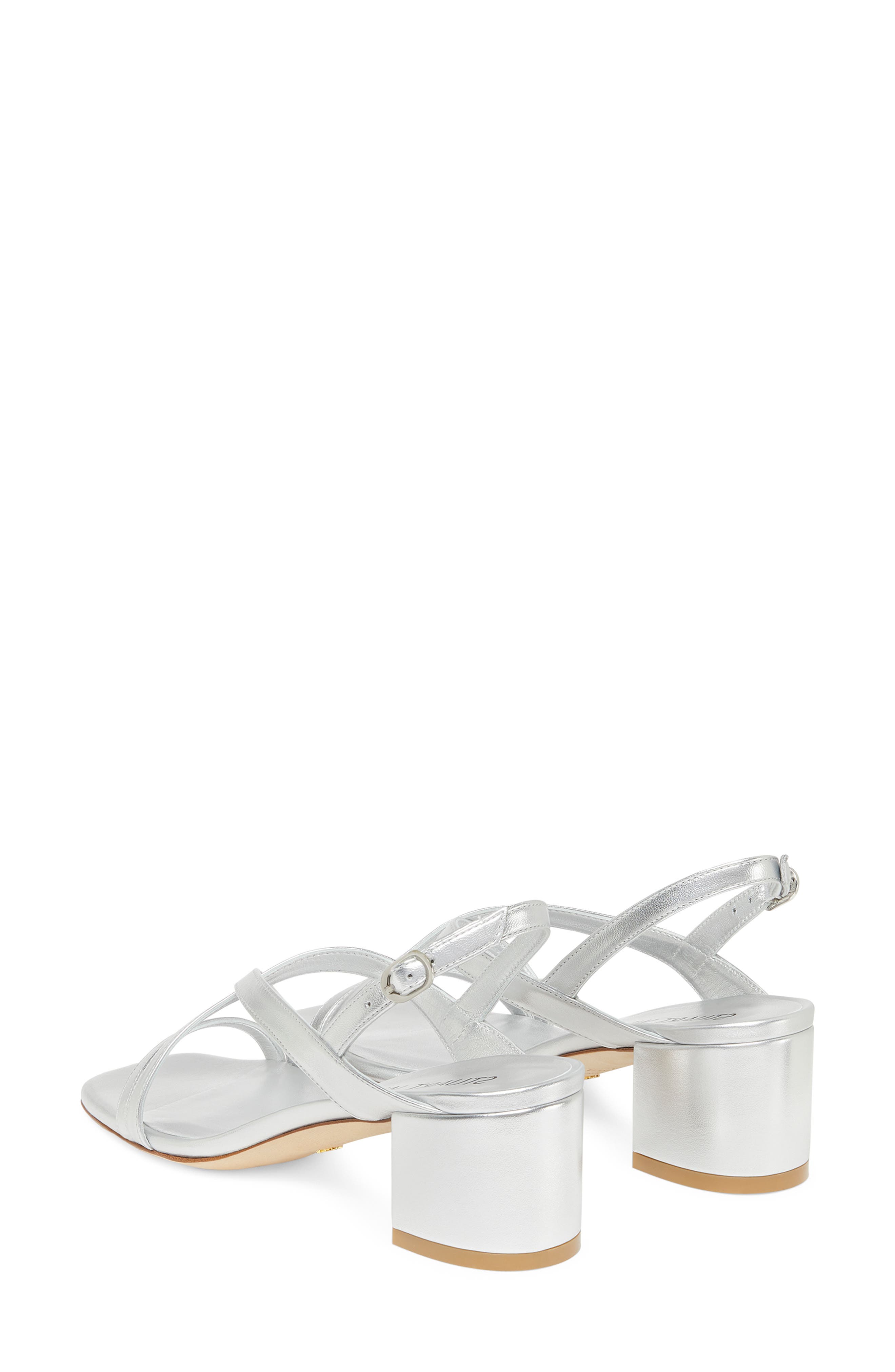 Stuart Weitzman Oasis 50 Block Sandal, Alternate, color, Silver