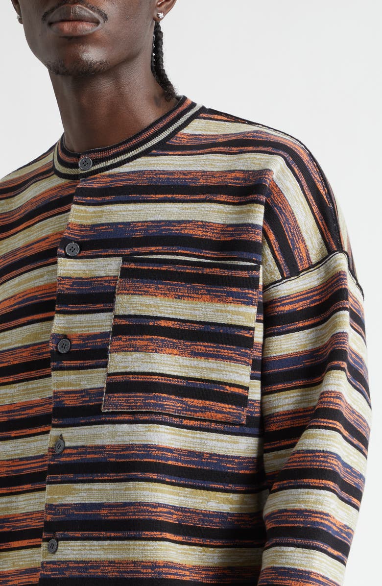 Waste Yarn Project Matt Space Dyed Stripe One of a Kind Shirt Jacket, Alternate, color, Black Multi