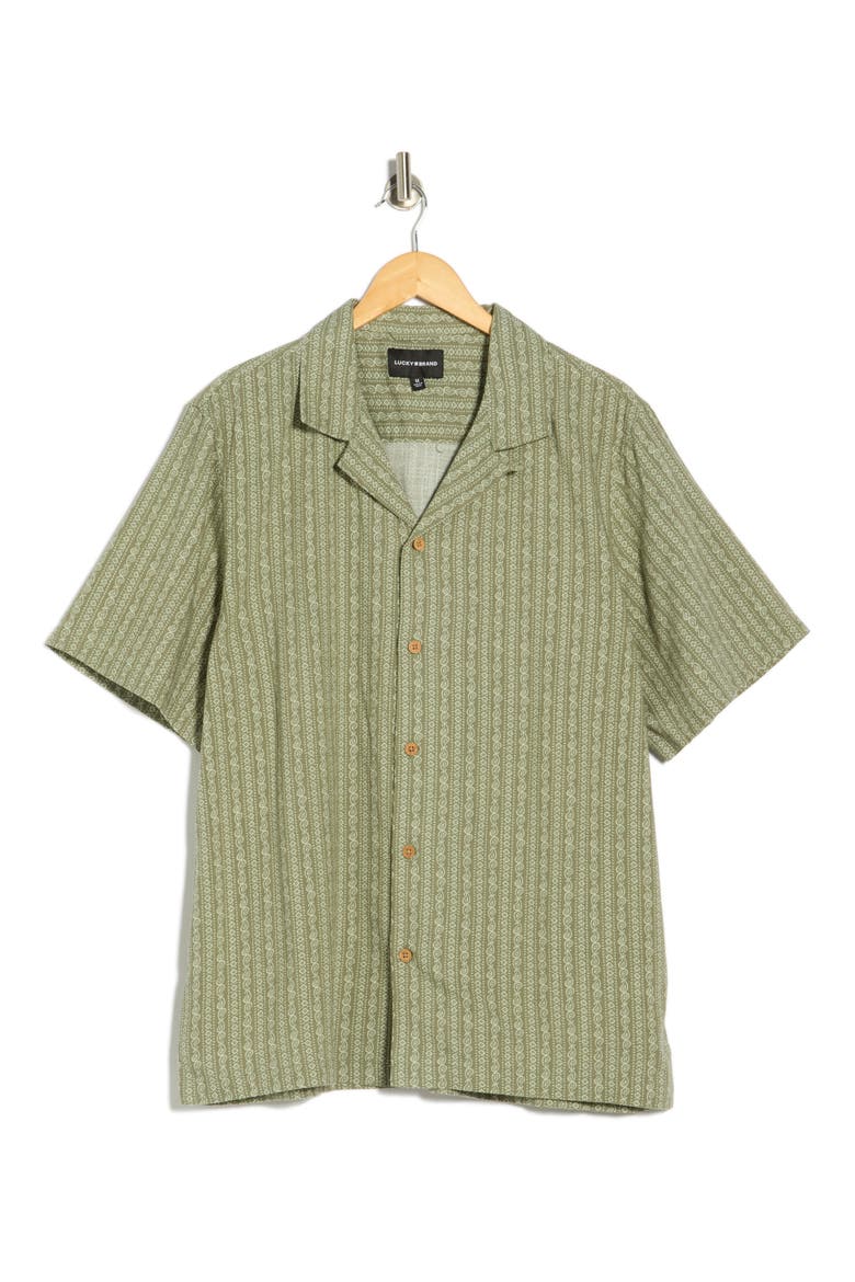 Paisley Club Camp Shirt, Alternate, color, GREEN STRIPE