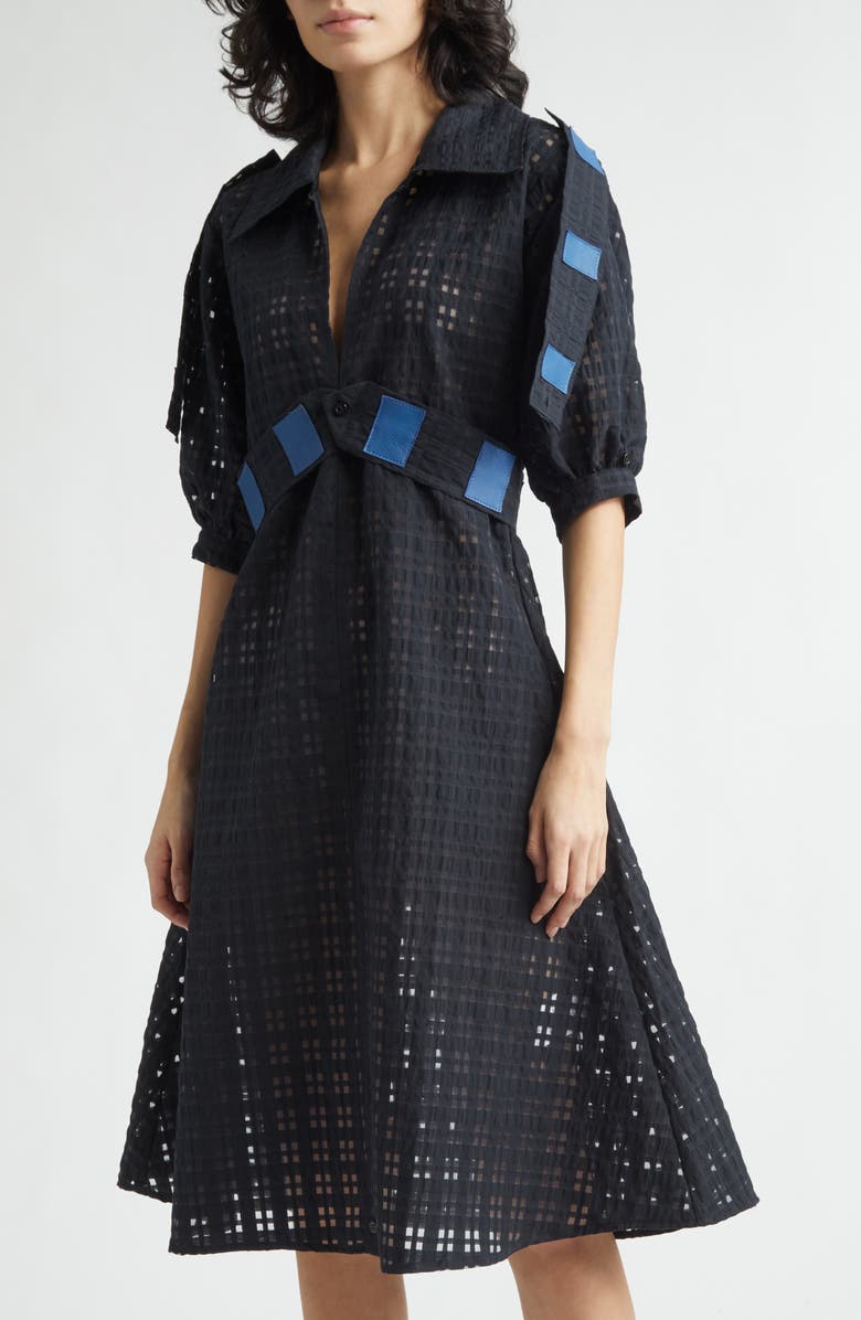 KÚR Patch Panel Midi Dress, Alternate, color, Black