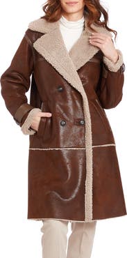 Frye Faux Shearling Lined Faux Leather Coat