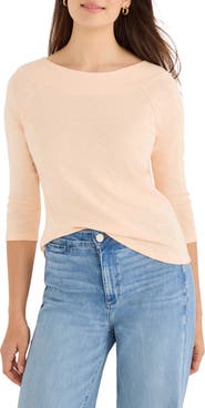NZT by NIC+ZOE Boat Neck Three-Quarter Sleeve Cotton Blend Top