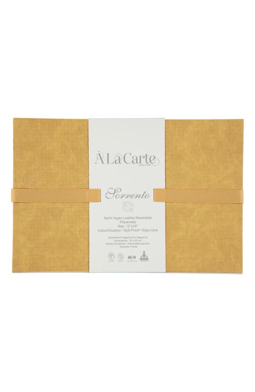 Dainty Home Faux Leather Reversible Set Of 4 Placemats In Reversible Ochre