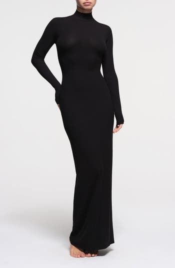 SKIMS Soft Lounge Mock Neck Long Sleeve Maxi Dress | Nordstrom