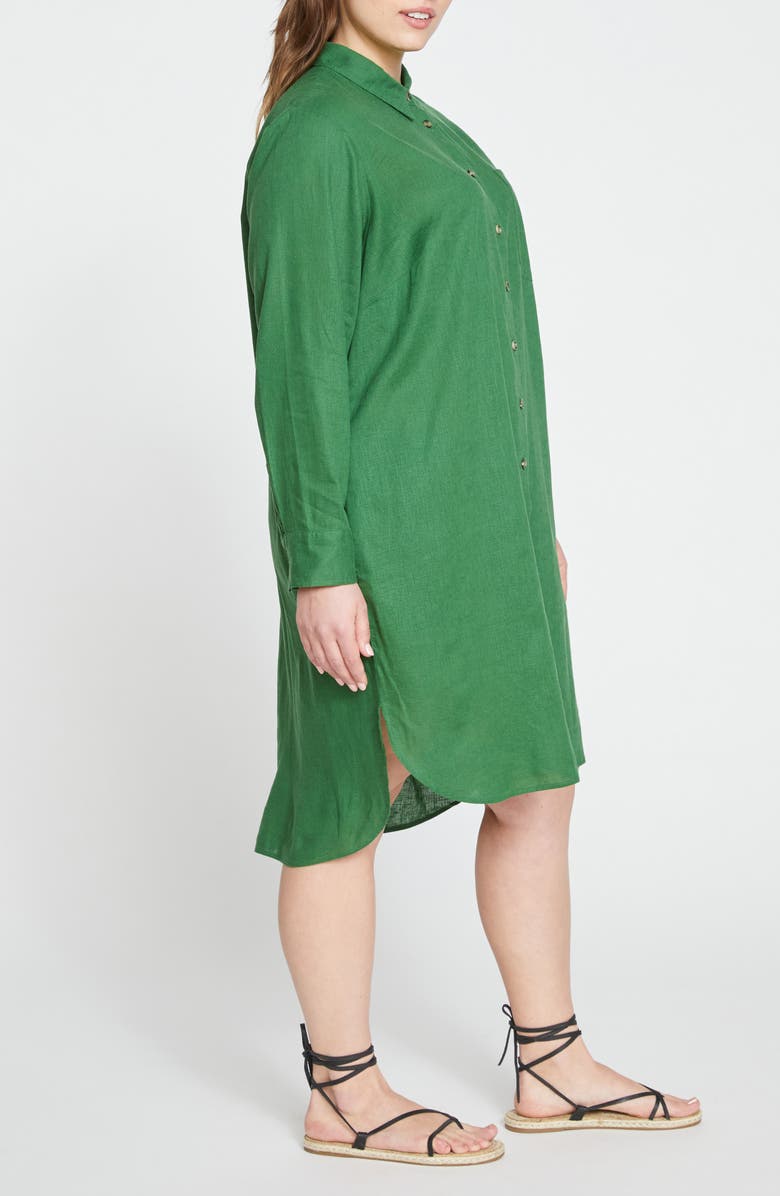 Universal Standard Seaside Long Sleeve Linen Blend Shirtdress, Alternate, color, Jardin