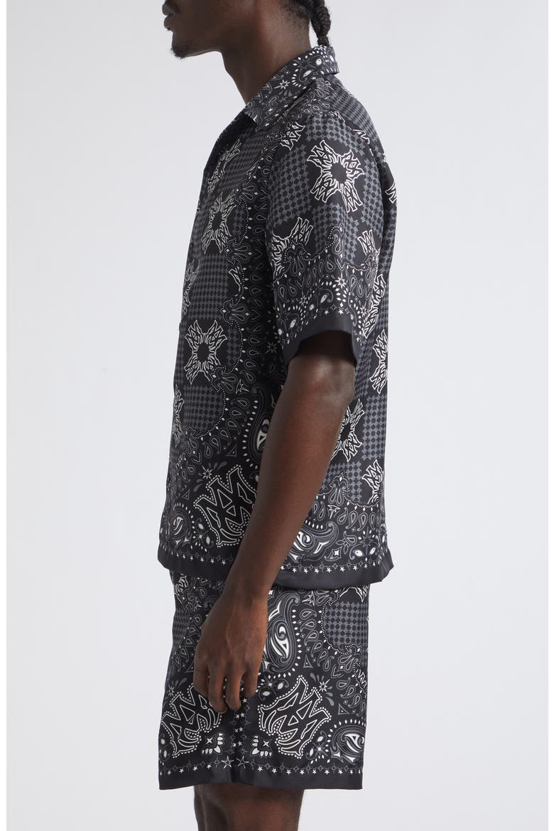 MA Check Silk Camp Shirt, Alternate, color, BLACK