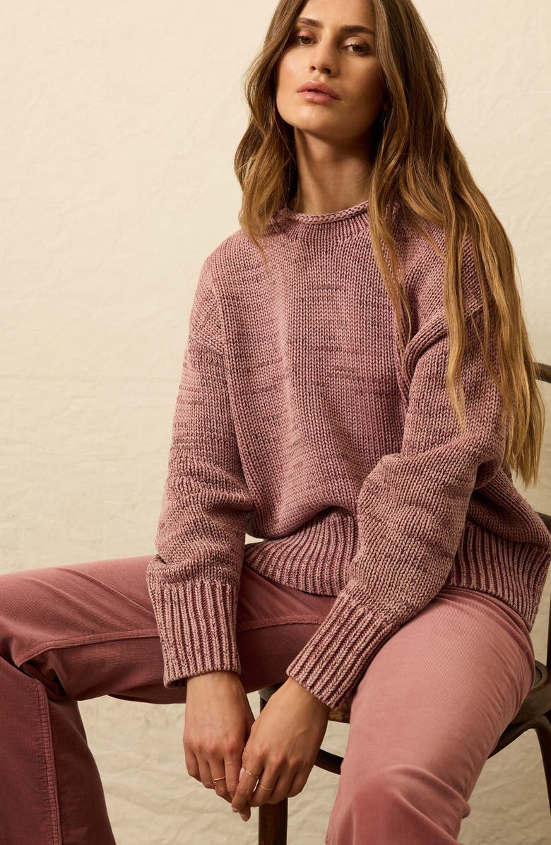 Faherty Sunwashed Roll Neck Sweater, Alternate, color, Nostalgia Rose