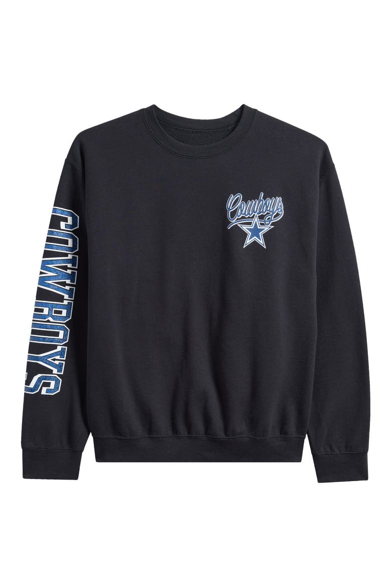 Cowboys Glitter Cotton Blend Sweatshirt, Alternate, color, BLACK