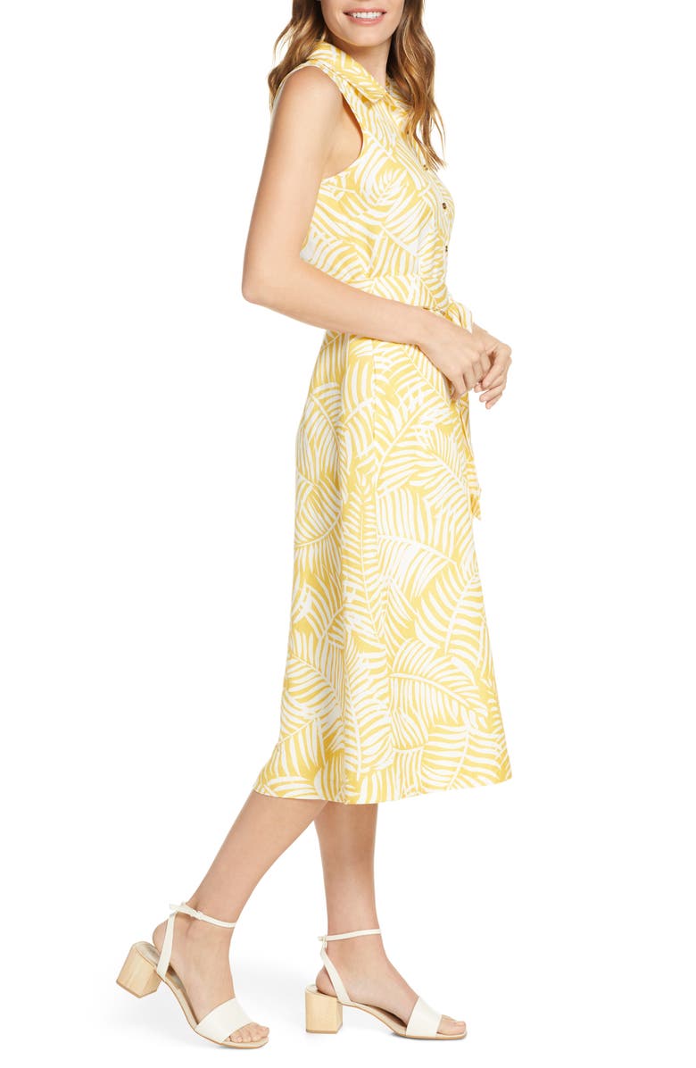 1901 Print Belted Linen Blend Shirtdress, Alternate, color, 