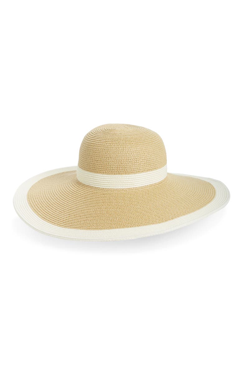 Sand Diego Hat Stripe Floppy Straw Hat, Main, color, NATURAL/ WHITE
