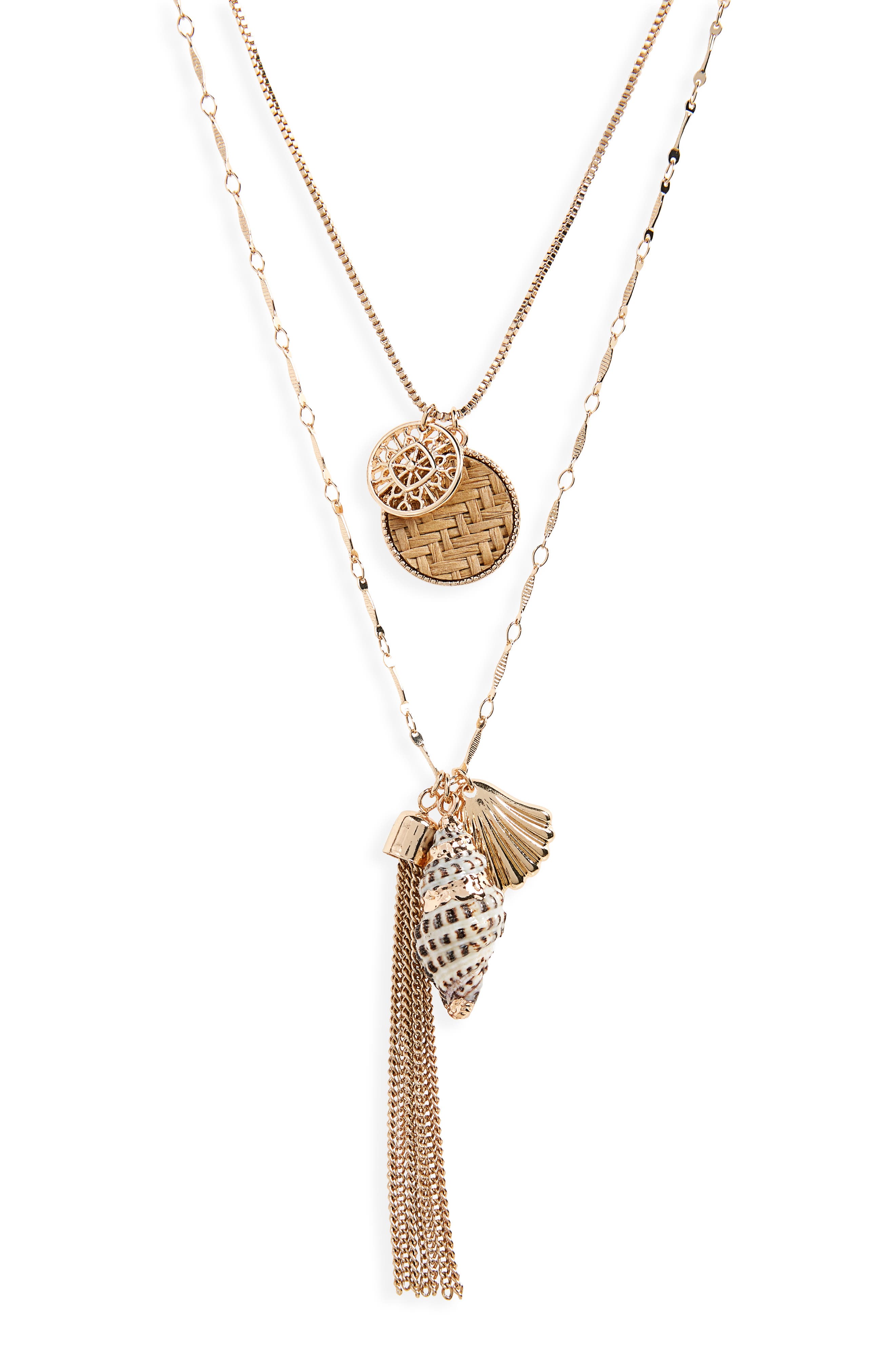 BP. Layered Shell & Tassel Necklace (Women) | Nordstrom