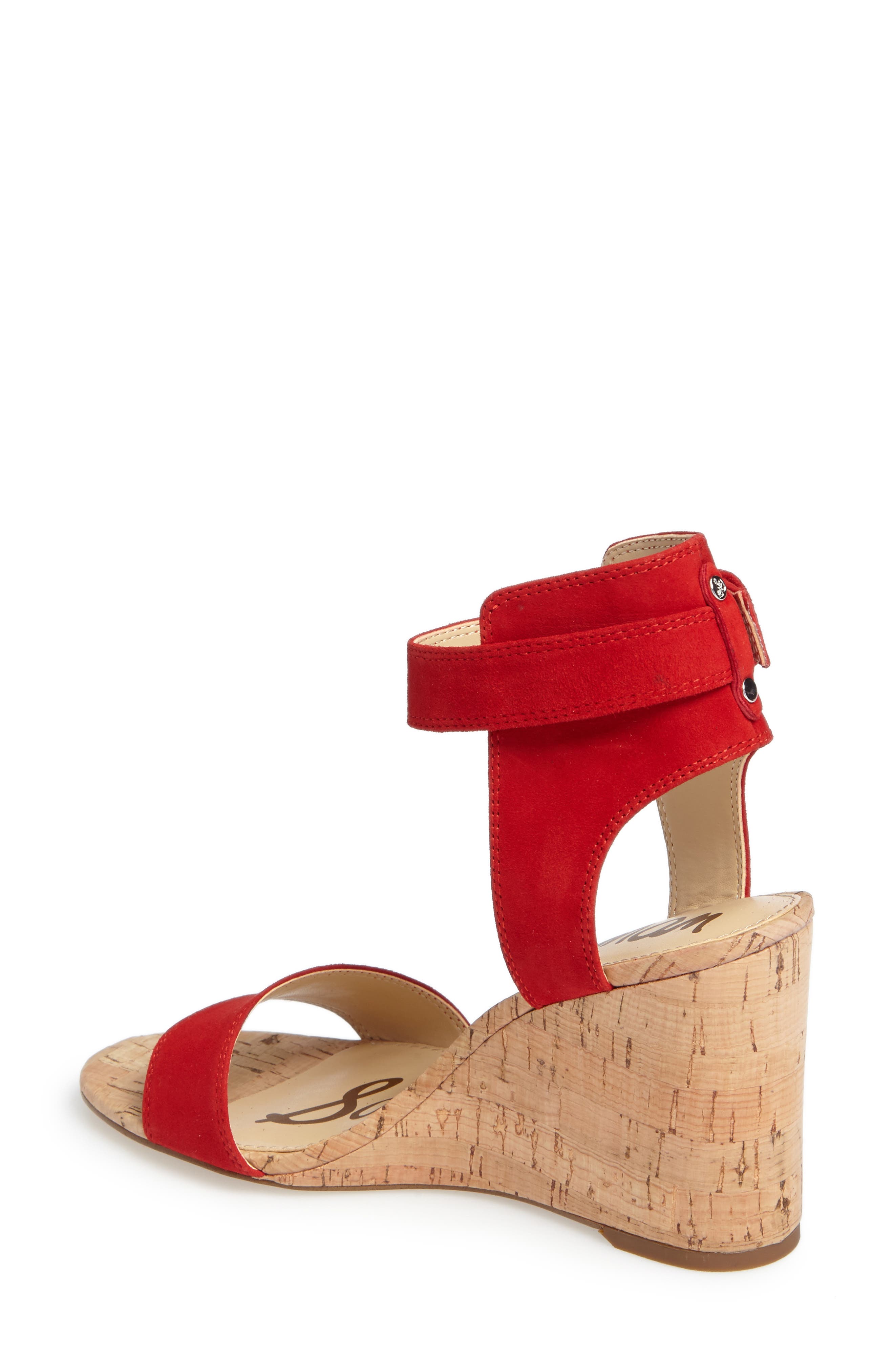 Willow Strappy Wedge Sandal, Alternate, color, PASSION RED SUEDE