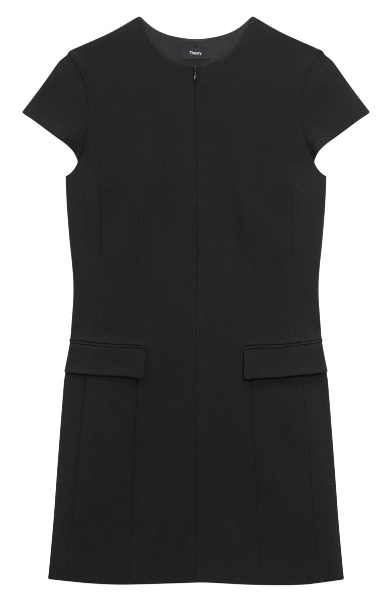 Theory Short Sleeve Front Zip Minidress, Alternate, color, Black