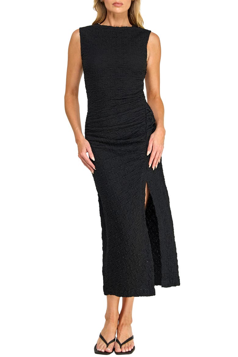 Sleeveless Textured Knit Maxi Dress, Main, color, BLACK
