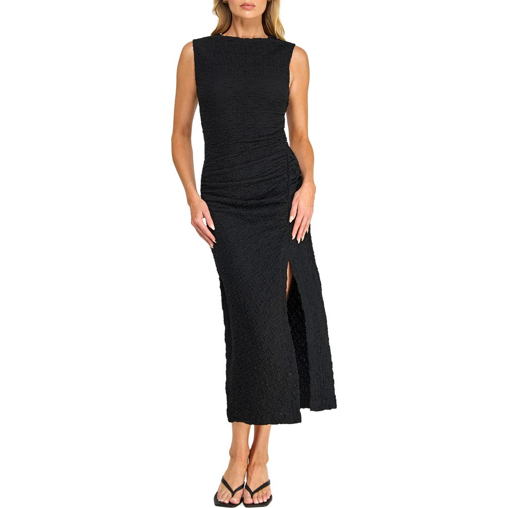 Socialite Sleeveless Textured Knit Maxi Dress In Black