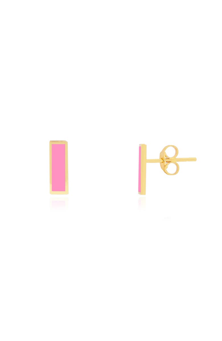 The Lovery Fine Jewelry Bubblegum Pink Bar Stud Earrings, Main, color, Bubblegum Pink