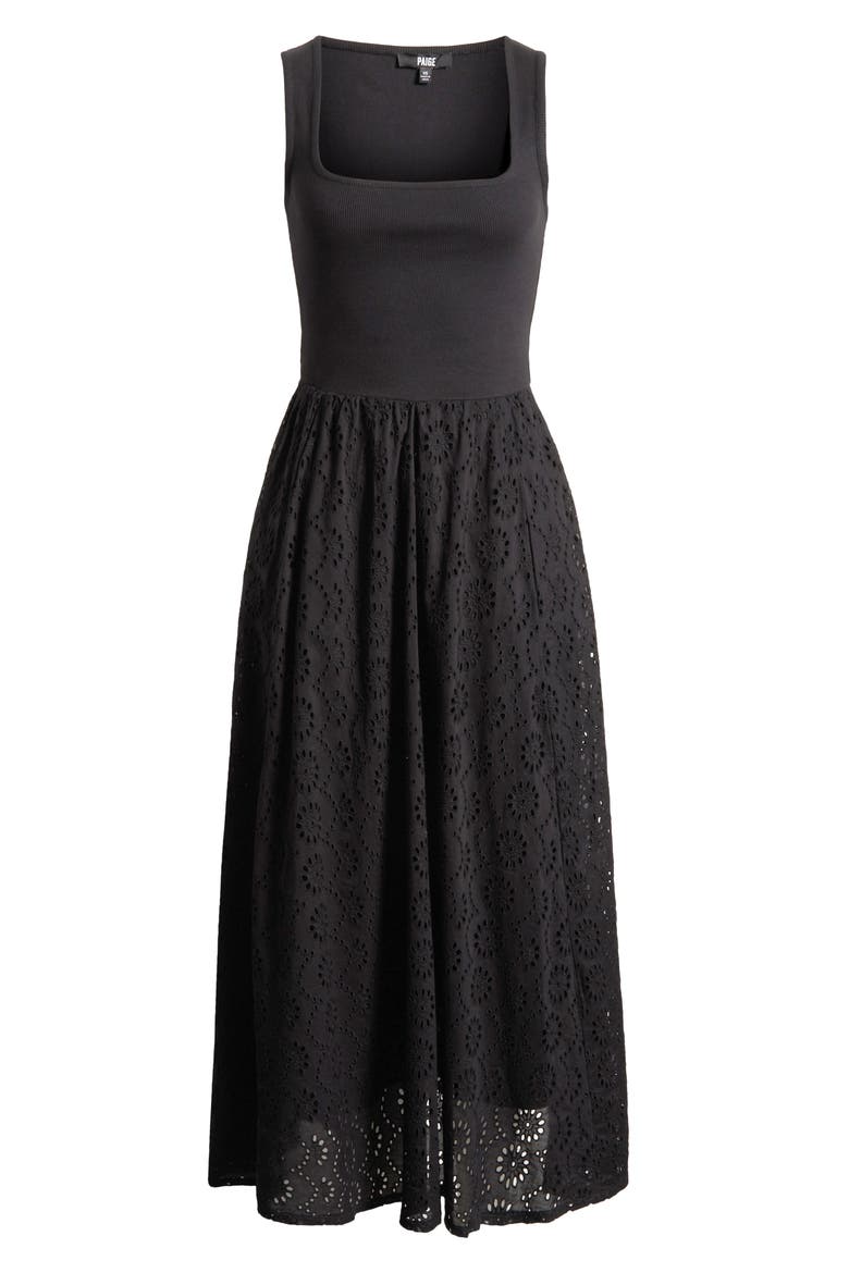Morel Eyelet Sleeveless Maxi Sundress, Alternate, color, BLACK