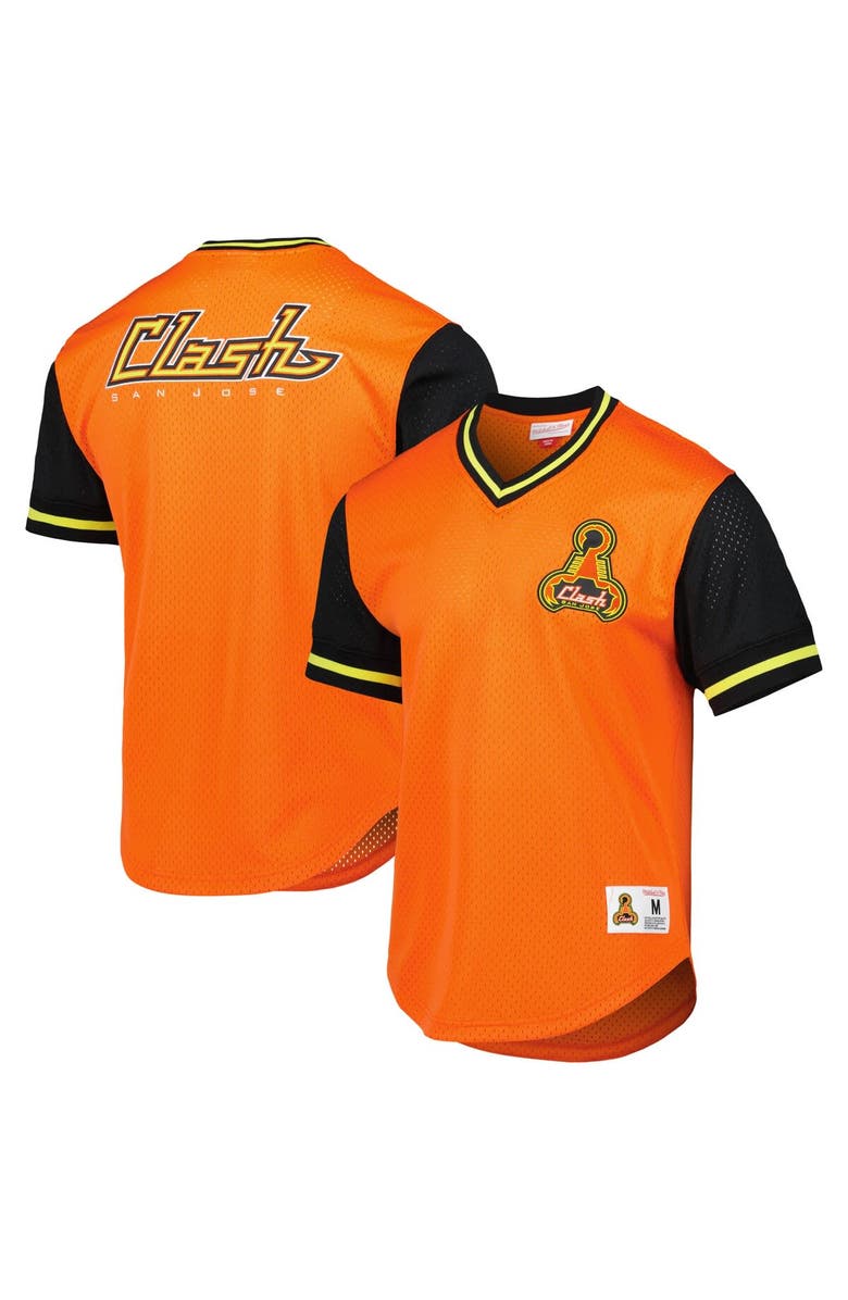 Mitchell & Ness Men's Mitchell & Ness Orange San Jose Earthquakes Mesh V-Neck T-Shirt, Main, color, Orange