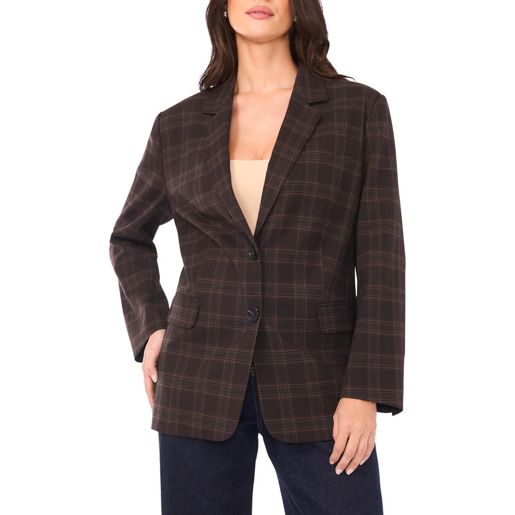 Vince Camuto Windowpane Plaid Blazer In Brown