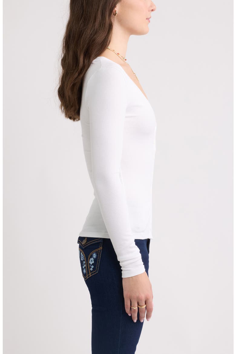 Rib Knit V-Neck Cardigan, Alternate, color, WHITE