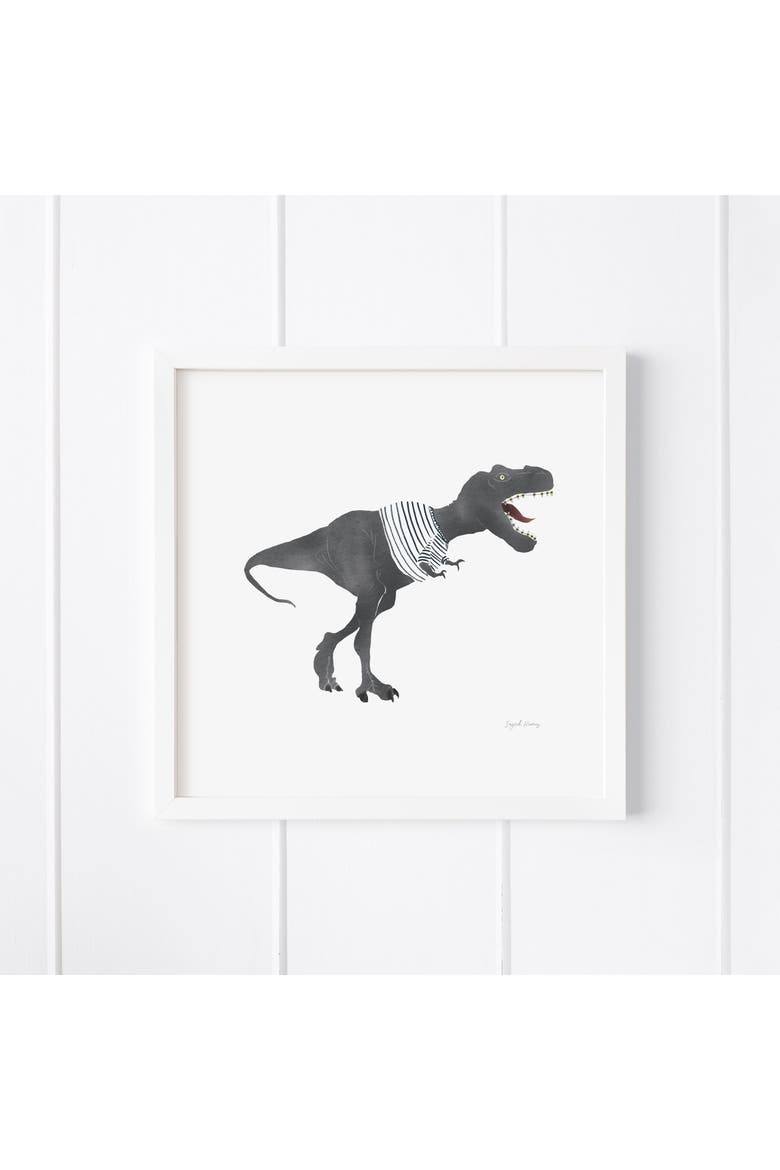 Dino Stripes Framed Museum Quality 12" x 12" Art Print, Main, color, Multicolored