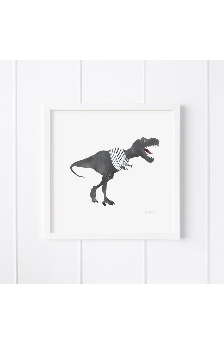 Ramus & Co Dino Stripes Framed Museum Quality 12" x 12" Art Print, Main, color, Multicolored