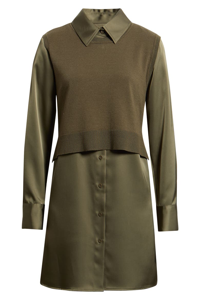 Layered Long Sleeve Shirtdress, Alternate, color, LODEN