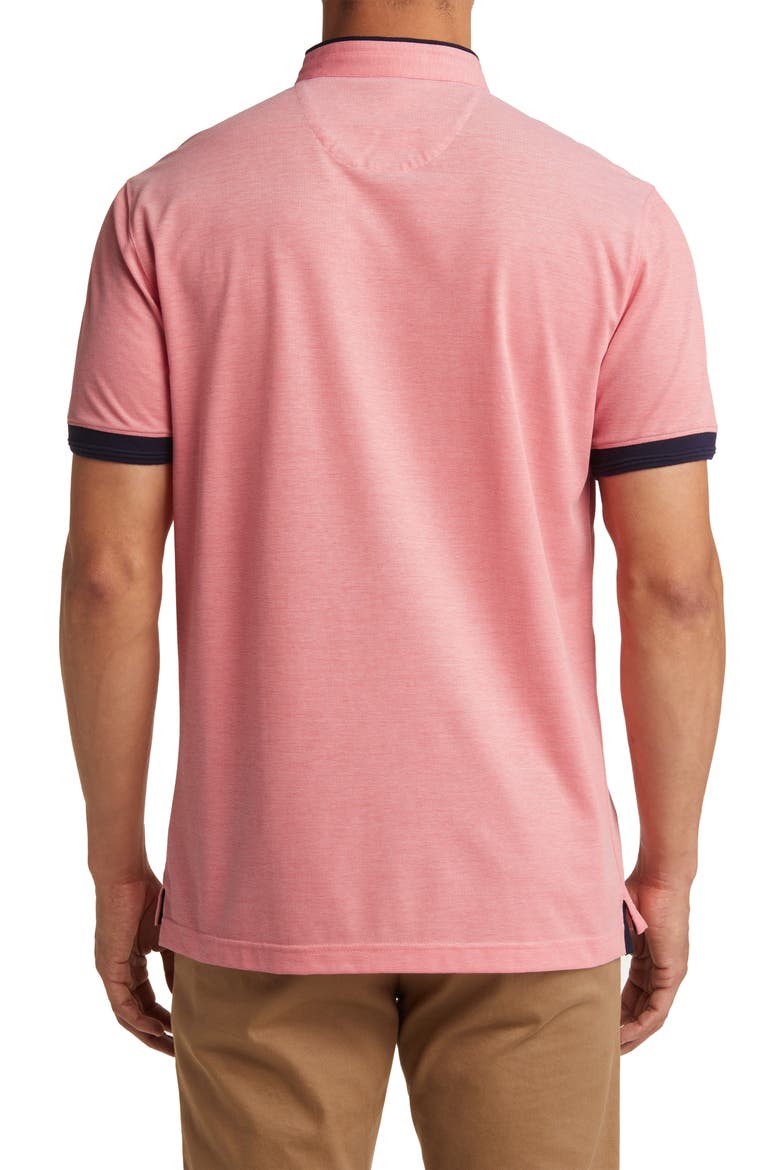 Trim Fit Band Collar Short Sleeve Polo, Alternate, color, CORAL