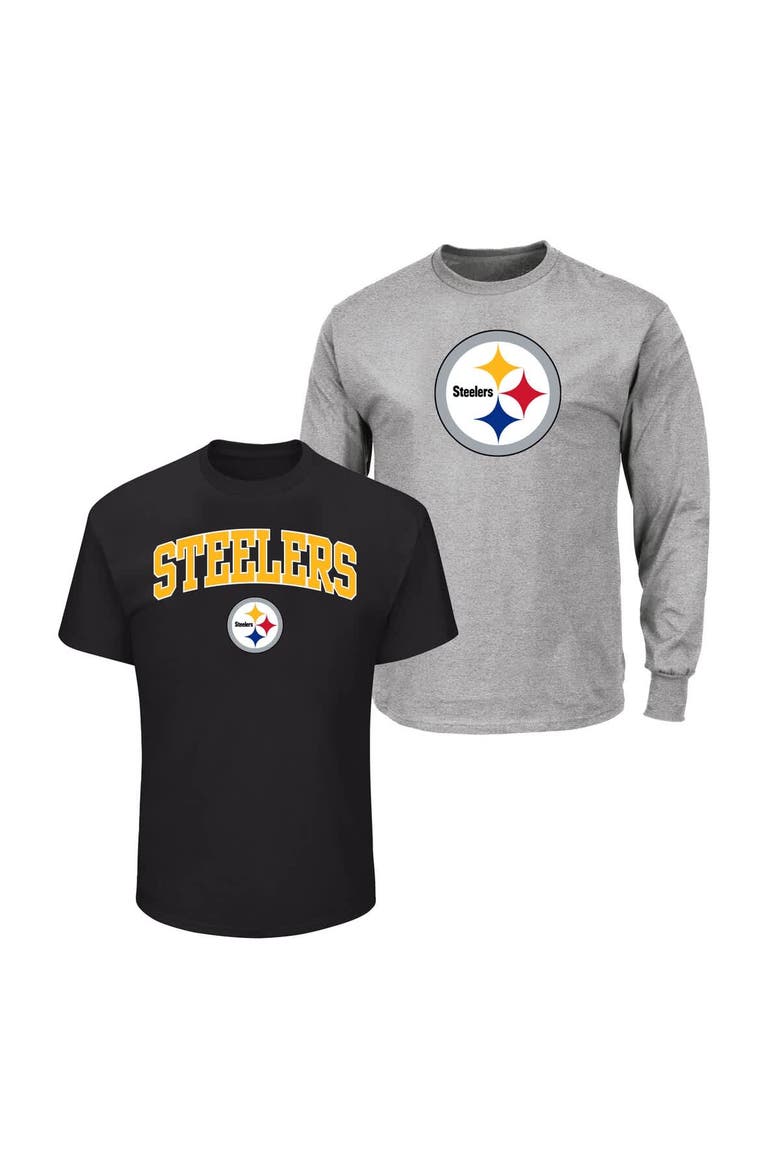 Men's Fanatics  Black/Heather Gray Pittsburgh Steelers Big & Tall 2-Pack T-Shirt Set, Main, color, Black
