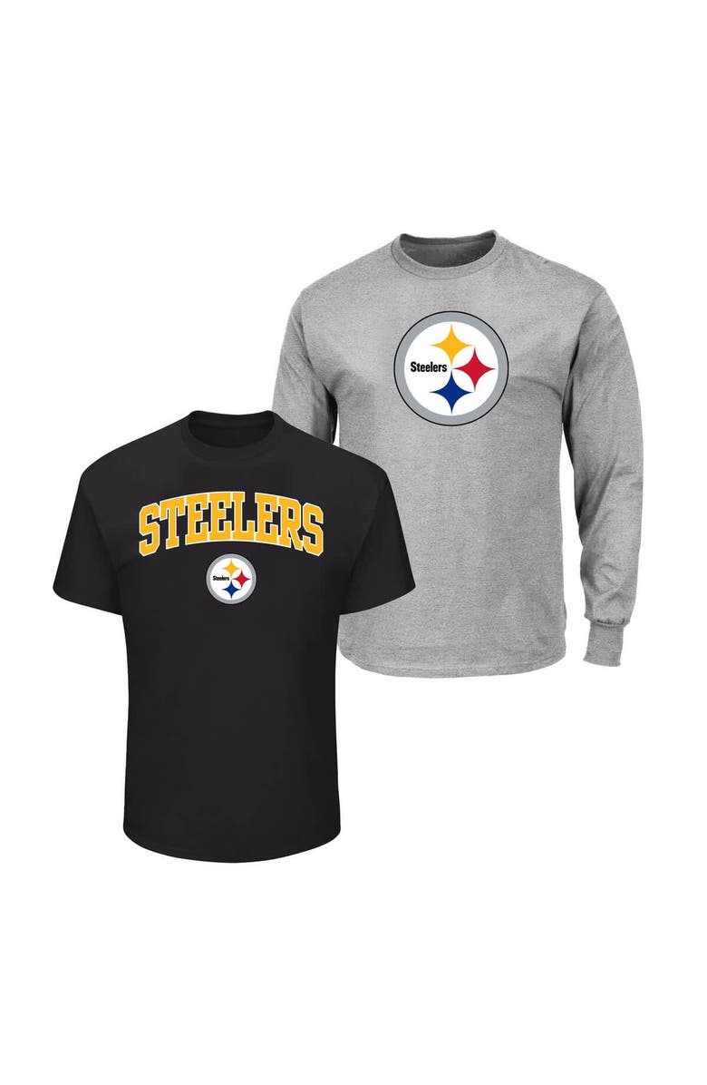 FANATICS Men's Fanatics  Black/Heather Gray Pittsburgh Steelers Big & Tall 2-Pack T-Shirt Set, Main, color, Black