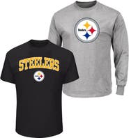 FANATICS Men's Fanatics  Black/Heather Gray Pittsburgh Steelers Big & Tall 2-Pack T-Shirt Set