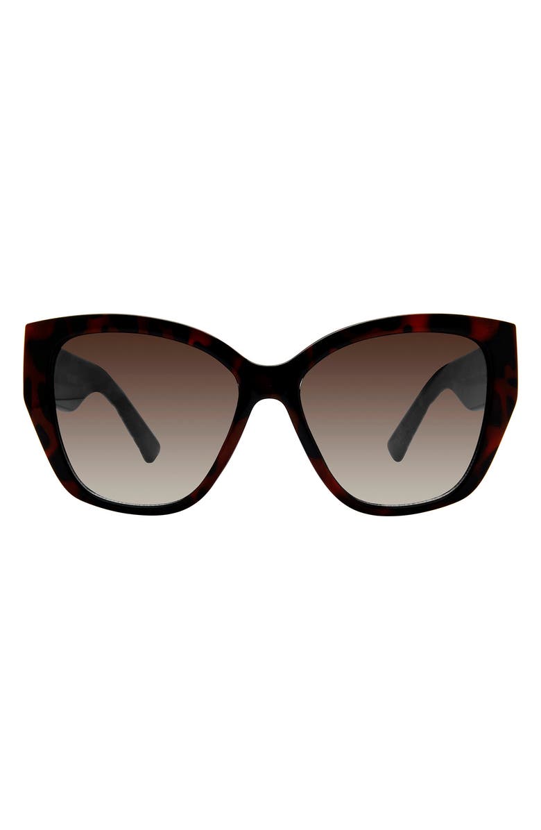 Kurt Geiger London 55mm Cat Eye Sunglasses, Main, color, Havana/ Soft Gold Flash