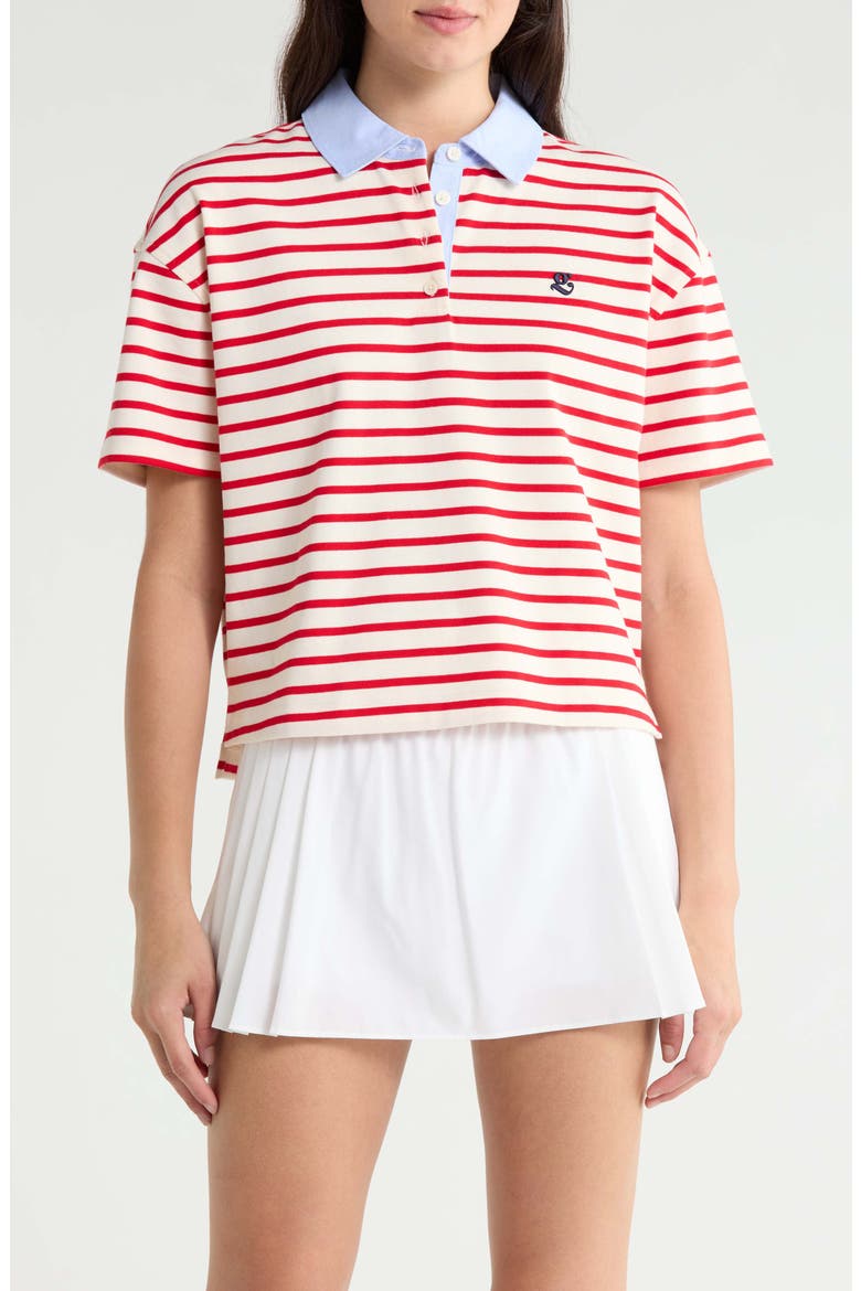 Fore Corners Boxy Rugby Shirt, Main, color, CHALK WHITE / LAVA