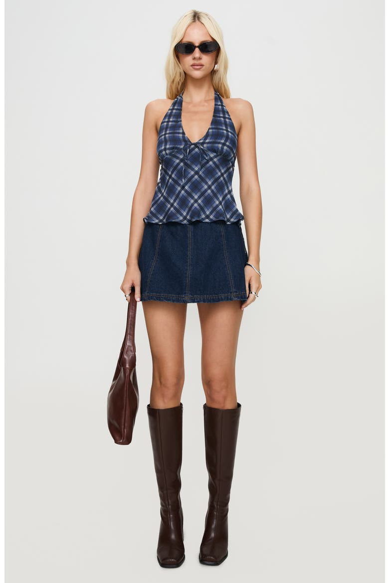 Amalthea Plaid Halter Top, Alternate, color, BLUE