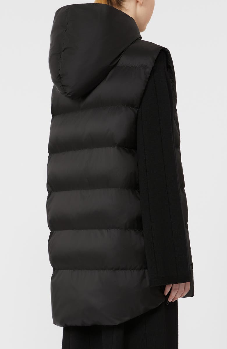 MM by Max Mara Lodola Hooded Quilted Vest, Alternate, color, Black