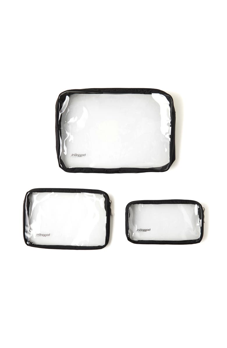 BAGGALLINI Clear Travel Pouches 3 Piece Set, Alternate, color, Black