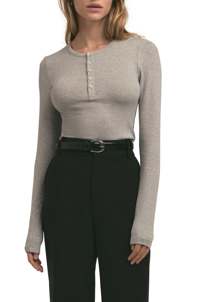 Favorite Daughter The Long Sleeve Rib Henley, Main, color, Heather Grey