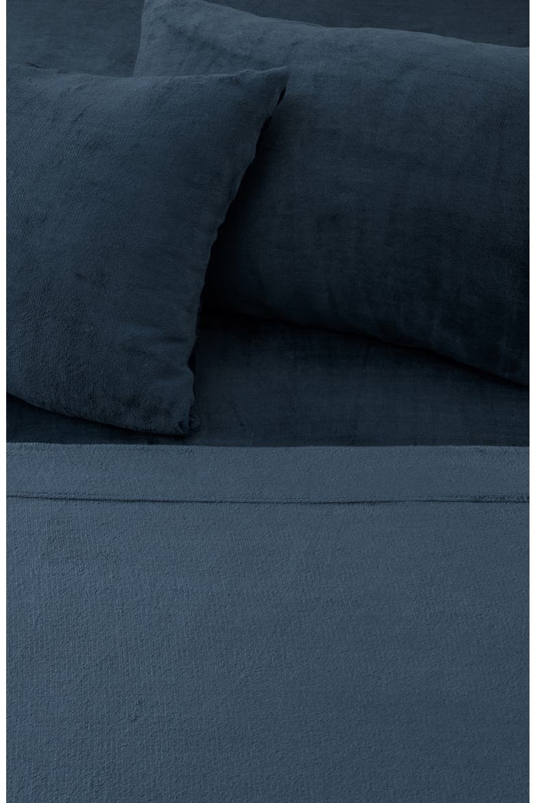 Solid Plush Velour Sheet Set, Alternate, color, DENIM BLUE