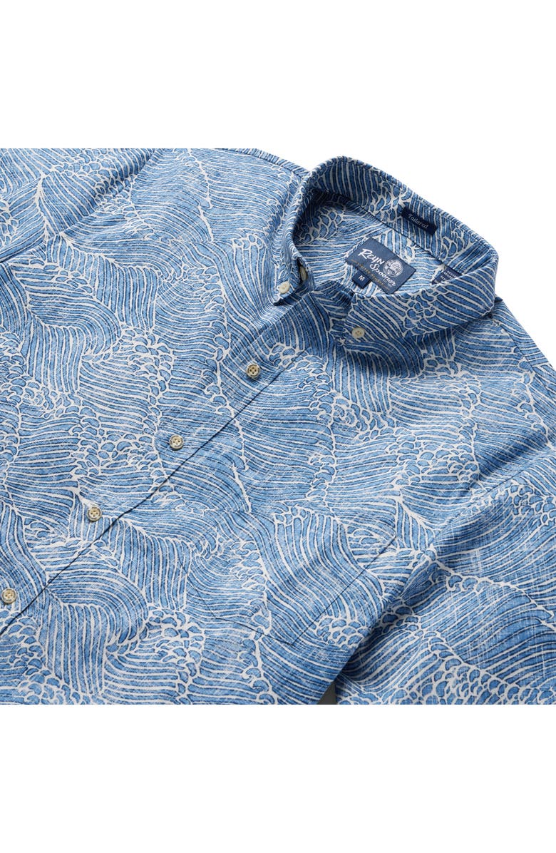 Reyn Spooner Molokai Channel Short Sleeve Cotton Blend Button-Down Shirt, Alternate, color, Lichen Blue