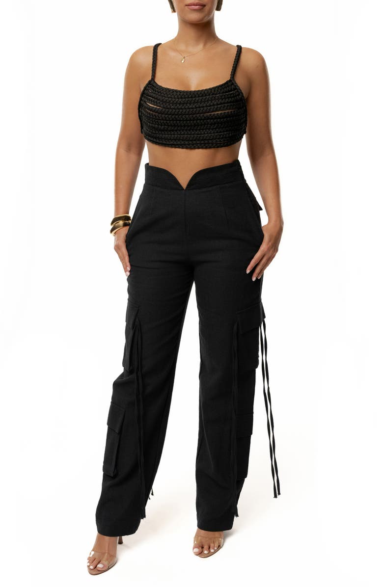 JLUXLABEL Sofia Braided Crop Top, Alternate, color, Black