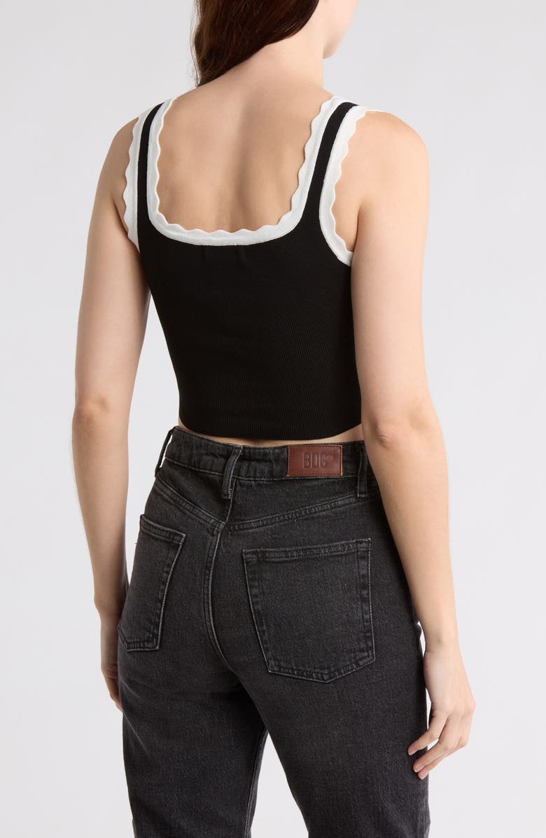 Blu Pepper Scallop Trim Ribbed Crop Top, Alternate, color,