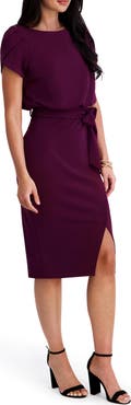 Kensie Plyr Tie Waist Midi Dress