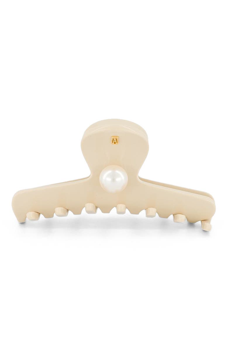 Alexandre de Paris Blanche Acetate and Pearl Hair Claw Clip, Main, color, Beige