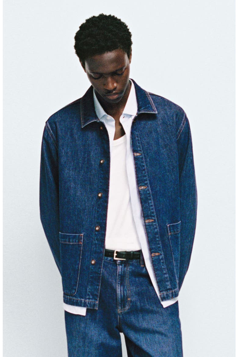 Denim Overshirt, Alternate, color, DARK BLUE
