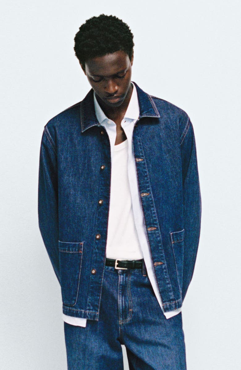 MANGO Denim Overshirt, Alternate, color, Dark Blue