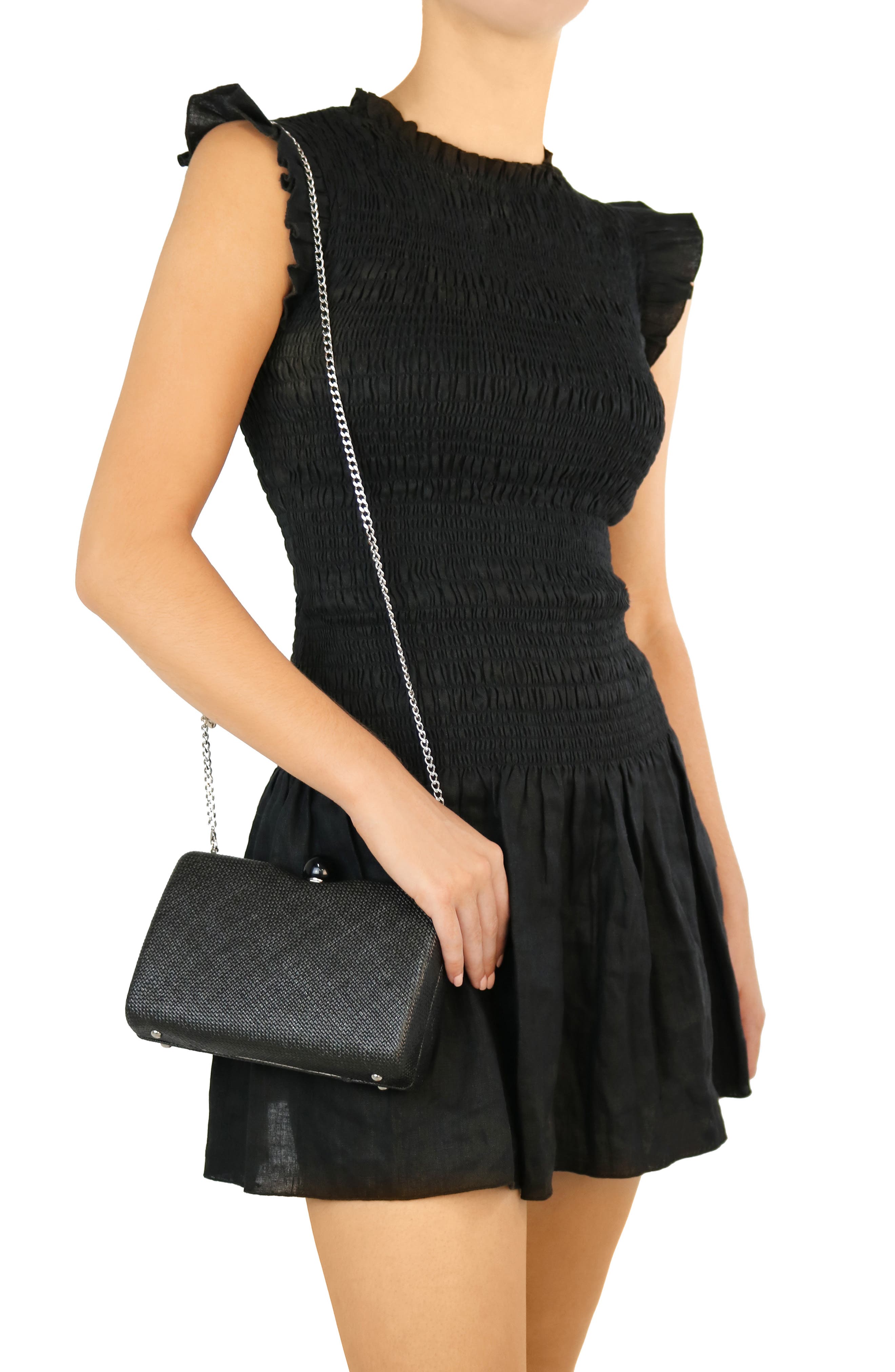 Olga Berg Cece Straw Woven Box Clutch, Alternate, color, 