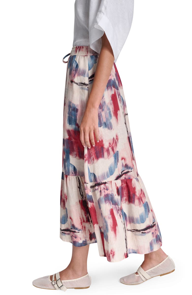 DKNY Print Linen Midi Skirt, Alternate, color, Urban Bloom